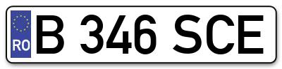 Placuta inmatriculare numar auto  B-346-SCE, B 346 SCE, B346SCE