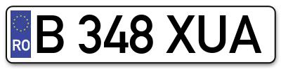 Placuta inmatriculare numar auto  B-348-XUA, B 348 XUA, B348XUA