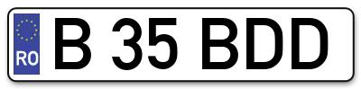 Placuta inmatriculare numar auto  B-35-BDD, B 35 BDD, B35BDD
