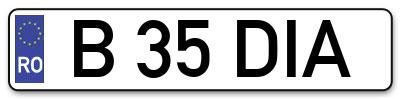 Placuta inmatriculare numar auto  B-35-DIA, B 35 DIA, B35DIA