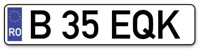 Placuta inmatriculare numar auto  B-35-EQK, B 35 EQK, B35EQK