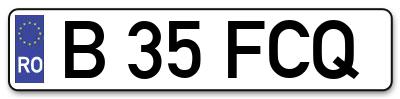 Placuta inmatriculare numar auto  B-35-FCQ, B 35 FCQ, B35FCQ