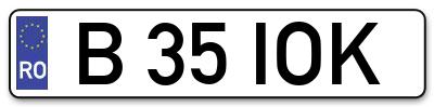 Placuta inmatriculare numar auto  B-35-IOK, B 35 IOK, B35IOK
