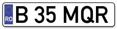 Placuta inmatriculare numar auto  B-35-MQR, B 35 MQR, B35MQR