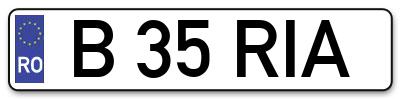 Placuta inmatriculare numar auto  B-35-RIA, B 35 RIA, B35RIA