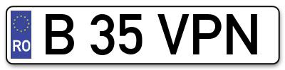 Placuta inmatriculare numar auto  B-35-VPN, B 35 VPN, B35VPN