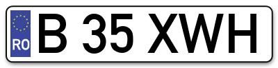 Placuta inmatriculare numar auto  B-35-XWH, B 35 XWH, B35XWH