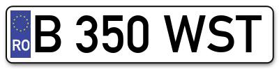 Placuta inmatriculare numar auto  B-350-WST, B 350 WST, B350WST