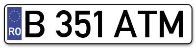 Placuta inmatriculare numar auto  B-351-ATM, B 351 ATM, B351ATM