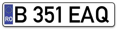 Placuta inmatriculare numar auto  B-351-EAQ, B 351 EAQ, B351EAQ