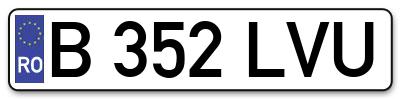 Placuta inmatriculare numar auto  B-352-LVU, B 352 LVU, B352LVU