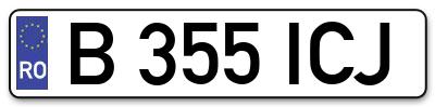 Placuta inmatriculare numar auto  B-355-ICJ, B 355 ICJ, B355ICJ