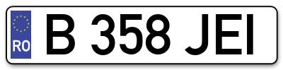 Placuta inmatriculare numar auto  B-358-JEI, B 358 JEI, B358JEI