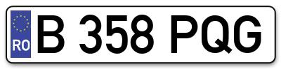 Placuta inmatriculare numar auto  B-358-PQG, B 358 PQG, B358PQG