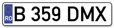 Placuta inmatriculare numar auto  B-359-DMX, B 359 DMX, B359DMX