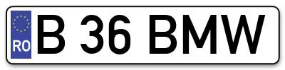 Placuta inmatriculare numar auto  B-36-BMW, B 36 BMW, B36BMW