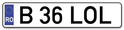 Placuta inmatriculare numar auto  B-36-LOL, B 36 LOL, B36LOL