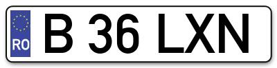 Placuta inmatriculare numar auto  B-36-LXN, B 36 LXN, B36LXN