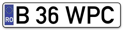 Placuta inmatriculare numar auto  B-36-WPC, B 36 WPC, B36WPC