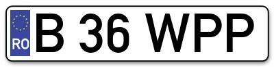 Placuta inmatriculare numar auto  B-36-WPP, B 36 WPP, B36WPP