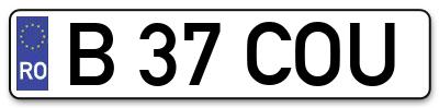 Placuta inmatriculare numar auto  B-37-COU, B 37 COU, B37COU