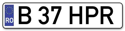 Placuta inmatriculare numar auto  B-37-HPR, B 37 HPR, B37HPR