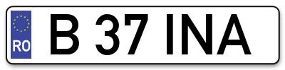 Placuta inmatriculare numar auto  B-37-INA, B 37 INA, B37INA