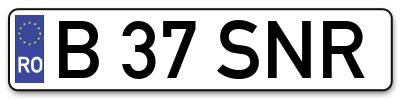 Placuta inmatriculare numar auto  B-37-SNR, B 37 SNR, B37SNR