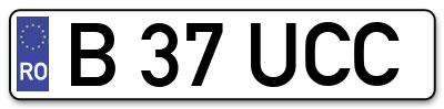 Placuta inmatriculare numar auto  B-37-UCC, B 37 UCC, B37UCC