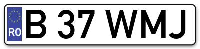 Placuta inmatriculare numar auto  B-37-WMJ, B 37 WMJ, B37WMJ