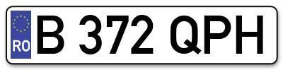 Placuta inmatriculare numar auto  B-372-QPH, B 372 QPH, B372QPH