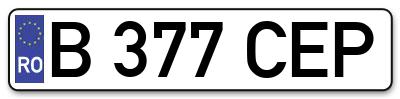 Placuta inmatriculare numar auto  B-377-CEP, B 377 CEP, B377CEP