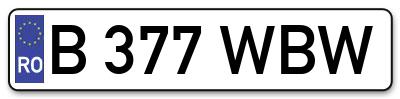 Placuta inmatriculare numar auto  B-377-WBW, B 377 WBW, B377WBW