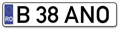 Placuta inmatriculare numar auto  B-38-ANO, B 38 ANO, B38ANO