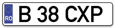 Placuta inmatriculare numar auto  B-38-CXP, B 38 CXP, B38CXP