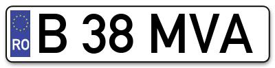 Placuta inmatriculare numar auto  B-38-MVA, B 38 MVA, B38MVA