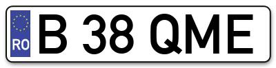 Placuta inmatriculare numar auto  B-38-QME, B 38 QME, B38QME
