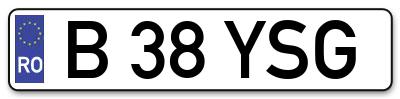 Placuta inmatriculare numar auto  B-38-YSG, B 38 YSG, B38YSG
