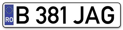 Placuta inmatriculare numar auto  B-381-JAG, B 381 JAG, B381JAG
