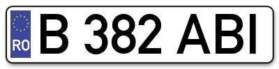 Placuta inmatriculare numar auto  B-382-ABI, B 382 ABI, B382ABI