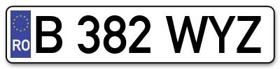 Placuta inmatriculare numar auto  B-382-WYZ, B 382 WYZ, B382WYZ