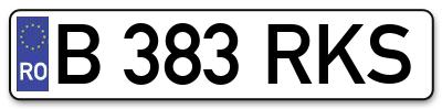 Placuta inmatriculare numar auto  B-383-RKS, B 383 RKS, B383RKS