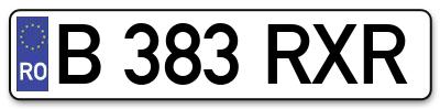 Placuta inmatriculare numar auto  B-383-RXR, B 383 RXR, B383RXR