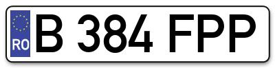 Placuta inmatriculare numar auto  B-384-FPP, B 384 FPP, B384FPP