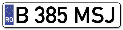 Placuta inmatriculare numar auto  B-385-MSJ, B 385 MSJ, B385MSJ