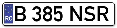 Placuta inmatriculare numar auto  B-385-NSR, B 385 NSR, B385NSR