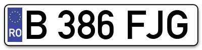 Placuta inmatriculare numar auto  B-386-FJG, B 386 FJG, B386FJG