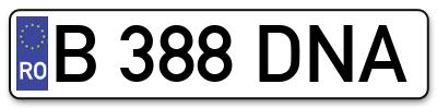 Placuta inmatriculare numar auto  B-388-DNA, B 388 DNA, B388DNA