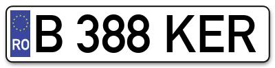 Placuta inmatriculare numar auto  B-388-KER, B 388 KER, B388KER