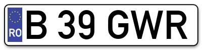Placuta inmatriculare numar auto  B-39-GWR, B 39 GWR, B39GWR